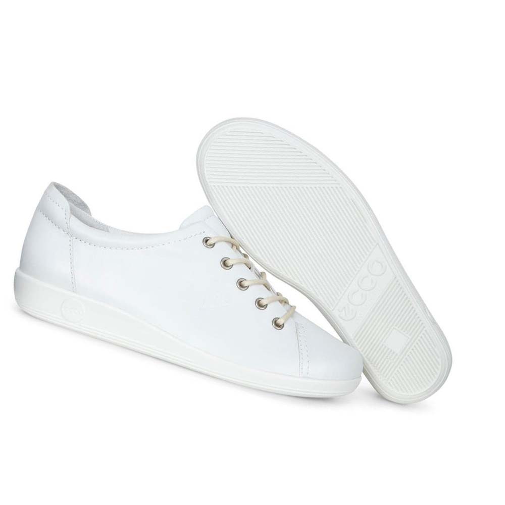 Women's Ecco Soft 2.0 Tie Sneakers White | Canada 231HAP